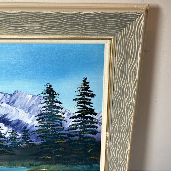 Vintage original oil painting. Mountains. Trees. Landscape. Pat Grandy - Picture 3 of 8